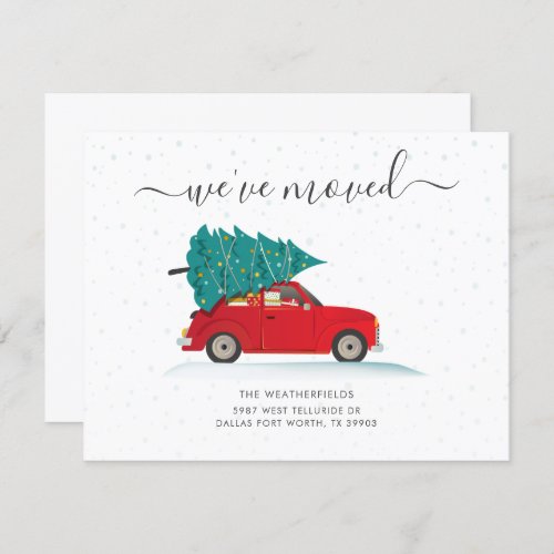 Weve Moved Christmas Holiday Red Car Moving Announcement