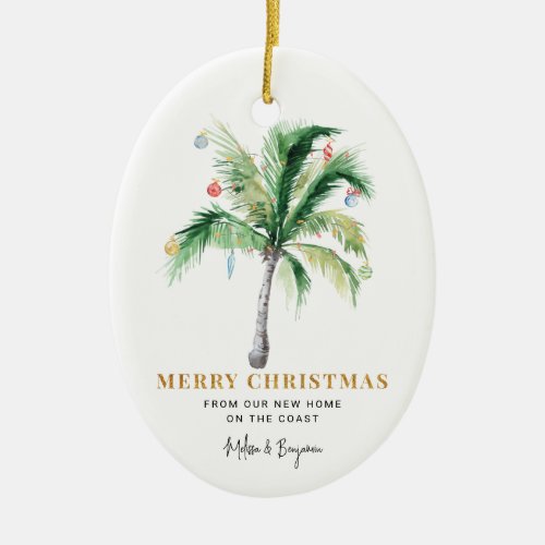 Weve Moved Christmas Holidays Coastal Address Ceramic Ornament