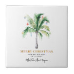 We've Moved Christmas Holidays Palm Tree Moving Ceramic Tile<br><div class="desc">We've Moved Christmas Holidays Palm Tree Moving Holiday Card you can easily customize by clicking the "Personalize" button. A perfect moving and holiday greetings for the family moving to the coast for Christmas temporarily or permanently</div>