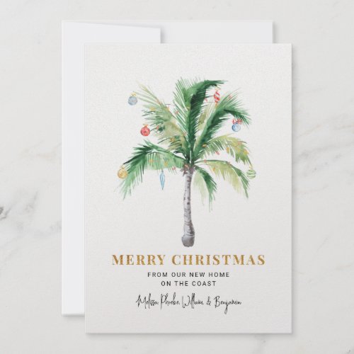 Weve Moved Christmas Holidays Palm Tree Moving Holiday Card