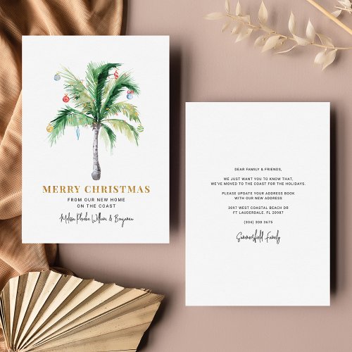 Weve Moved Christmas Holidays Palm Tree Moving Holiday Card