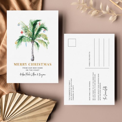 Weve Moved Christmas Holidays Palm Tree Moving Holiday Postcard