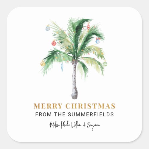 Weve Moved Christmas Holidays Palm Tree Square Sticker