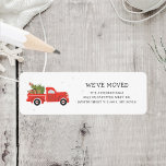 We've Moved Christmas Red Truck Return Address Label<br><div class="desc">Announce your move this holiday with a cute illustration red truck design. Easily change the details on both the front and the reverse of the card by clicking the "Personalize" button.</div>