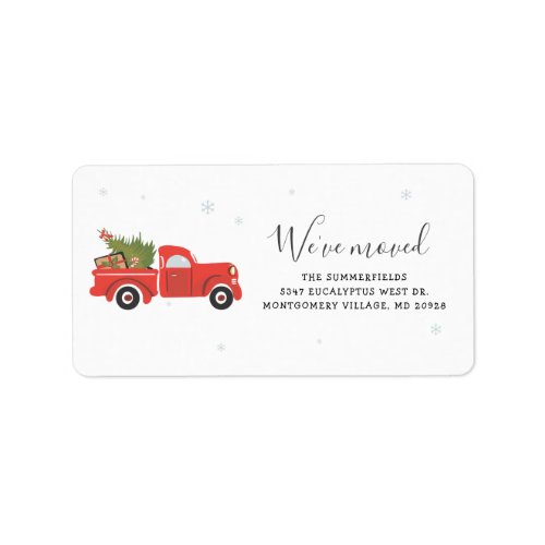 Weve Moved Christmas Red Truck Shipping Address Label