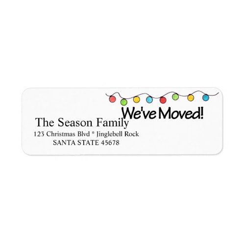 Weve Moved  Christmas Tree Lights Label