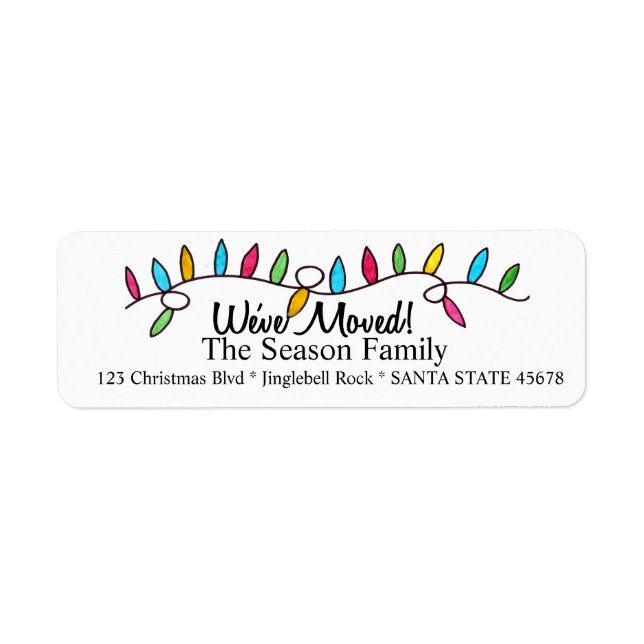 We've Moved  Christmas Tree Lights Label (Front)