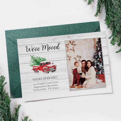 Weve Moved Christmas Truck Photo Holiday Moving Announcement Postcard
