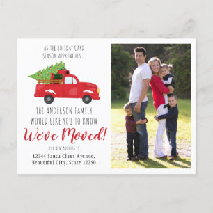 We've Moved Christmas Truck Photo Holiday Moving Announcement Postcard
