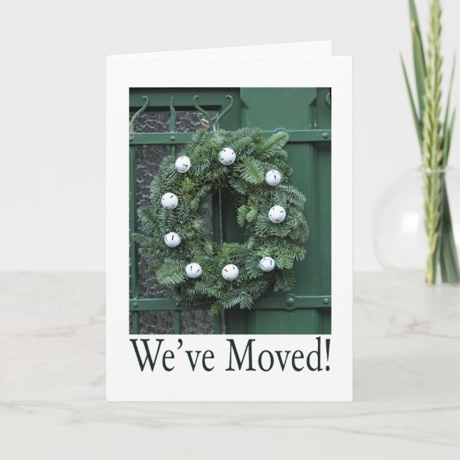 We've Moved - Christmas wreath new address Holiday Card (Front)