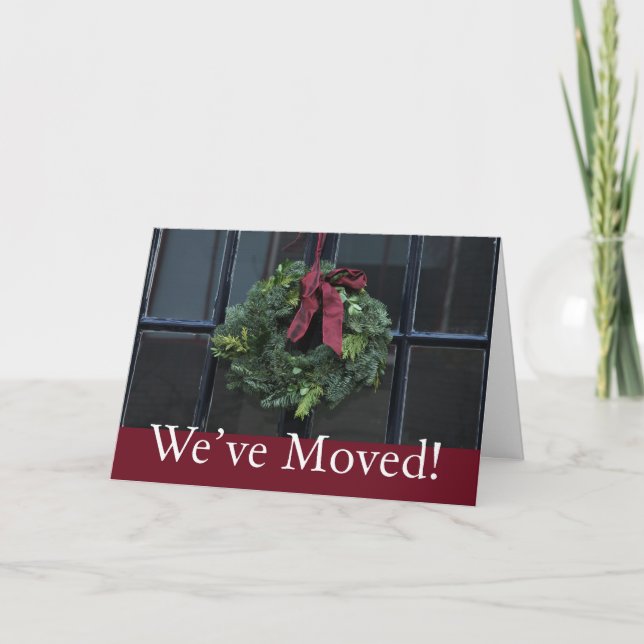 We've Moved - Christmas wreath new address Holiday Card (Front)