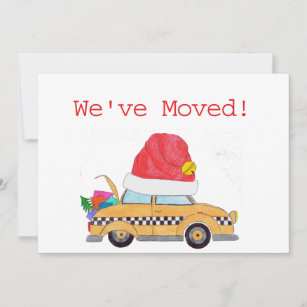 We've Moved Christmas yellow cab Holiday Card