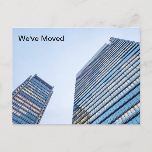 Weve Moved City Skyscraper Modern Business Postcard