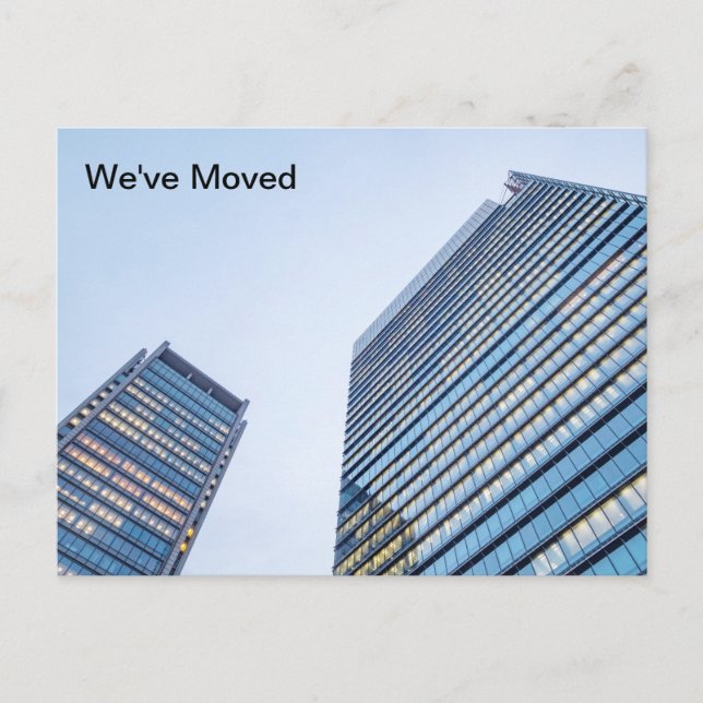 We've Moved City Skyscraper Modern Business Postcard (Front)