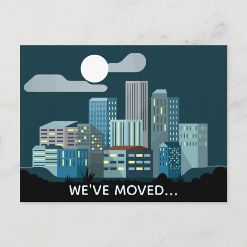 Weve Moved Cityscape New Address Announcement Postcard