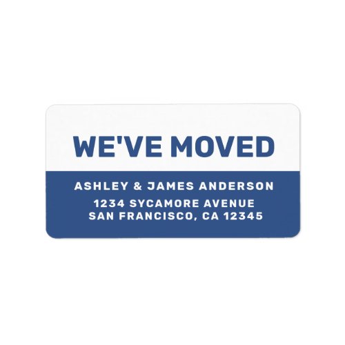 Weve Moved Classic Blue White New Address Label