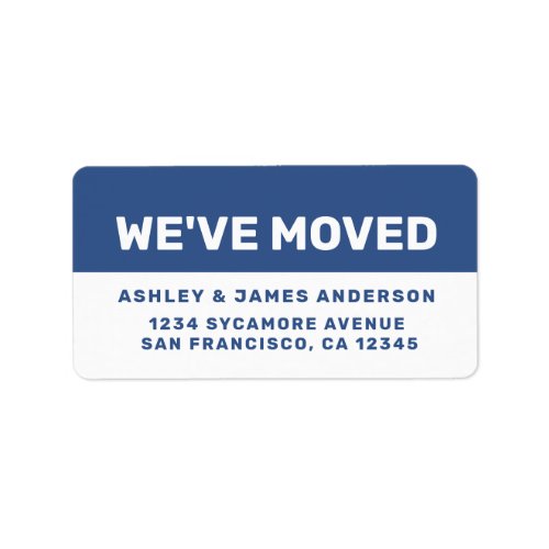 Weve Moved Classic Blue White New Address Label