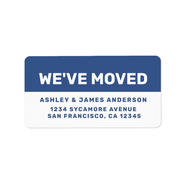 We've Moved Classic Blue White New Address Label (Front)