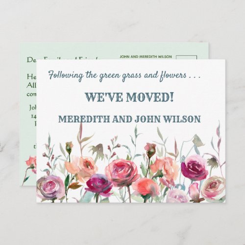 Weve Moved Classic Elegant Floral Move  Announcement Postcard