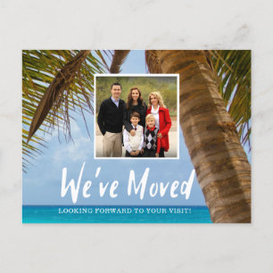 We've Moved Coastal Palm Tree Photo Moving Announcement Postcard