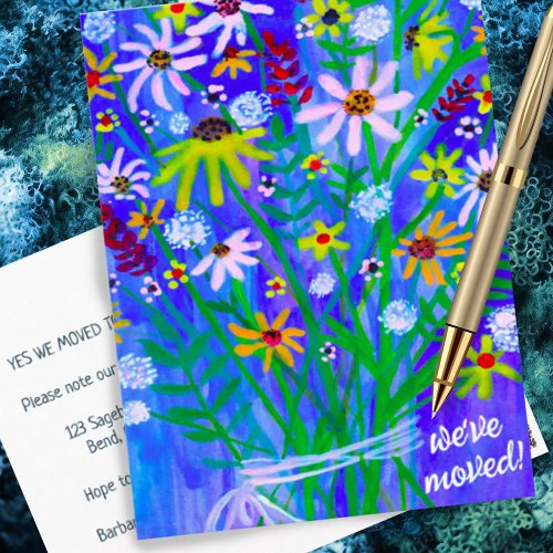 Weve Moved Colorful Daisy Bouquet New Home Addres Postcard