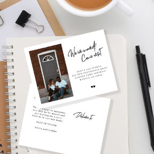 We've moved come visit photo modern moving announcement postcard