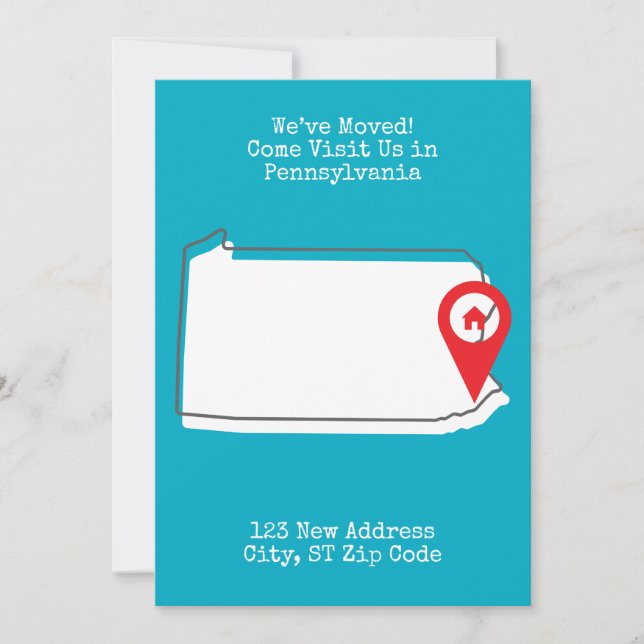 We've Moved! Come Visit Us in Pennsylvania Announcement (Front)