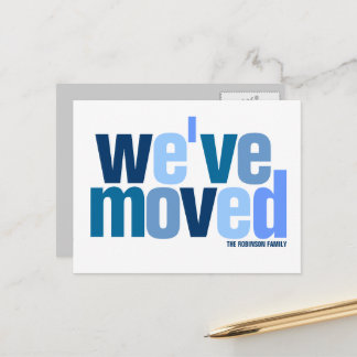 We've Moved (Cool Colors) Announcement Postcard