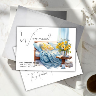 We've Moved Cozy Couch Watercolor Home Announcement Postcard
