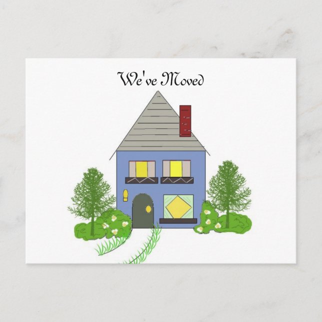 We've Moved Cozy House Announcement Postcard (Front)
