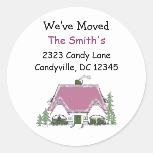 Weve Moved Cozy House Classic Round Sticker