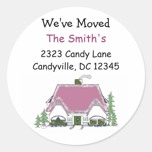We've Moved Cozy House Classic Round Sticker (Front)