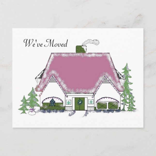 We've Moved Cozy House Design Announcement Postcard (Front)