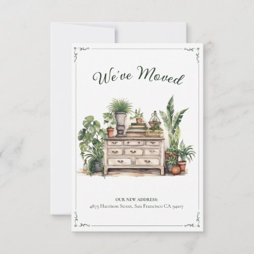Weve Moved Cozy Interior New Address Watercolor  Announcement