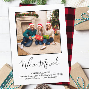 We've Moved Custom Photo Red Plaid Holiday Moving Announcement