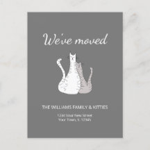We've Moved Cute Cats Elegant Gray Moving