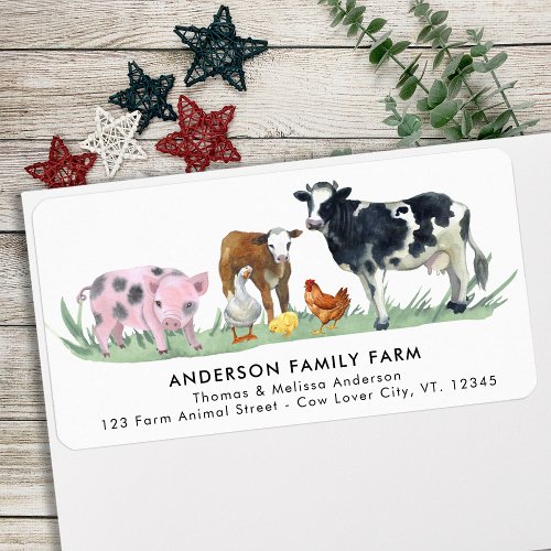 Weve Moved Cute Farm Animals Return Address Label