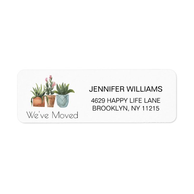 We've Moved Cute Houseplant Change of Address Label (Front)