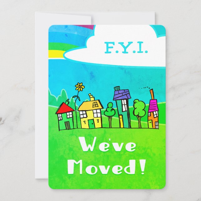 We've Moved Cute Houses Announcement (Front)