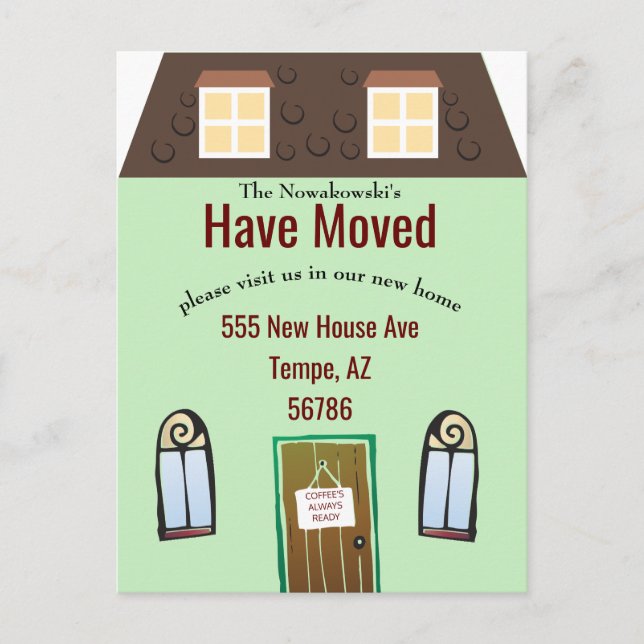 We've Moved Cute Little House Fantastic Fun Value Postcard (Front)