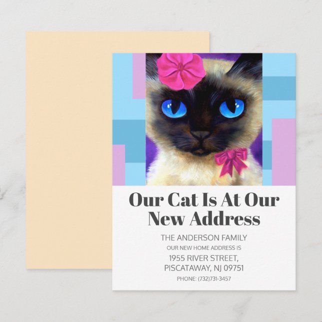 We've Moved Cute Pet Cat New Address Text Announcement (Front/Back)