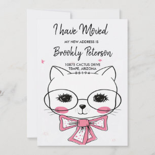 We've Moved cute Pretty Kitty Invitation