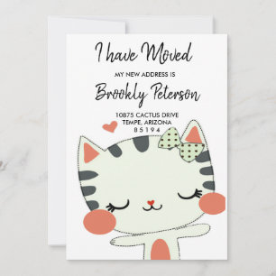 We've Moved cute Pretty Kitty Invitation