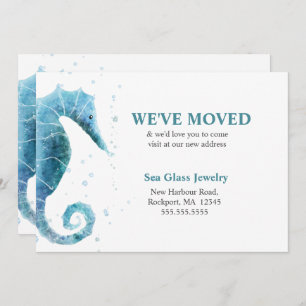 We've Moved Cute Sea Horse Moving Announcement