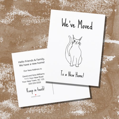 Weve Moved Cute Winking Cat New Home  Announcement Postcard