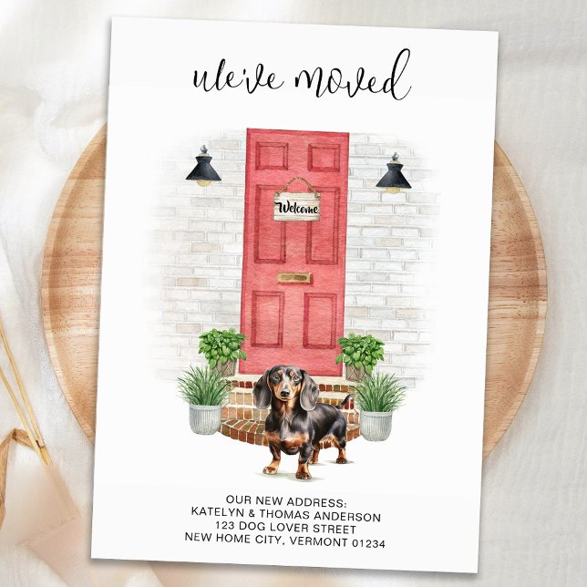 We've Moved Dachshund Red Door Dog Moving Announcement (Creator Uploaded)