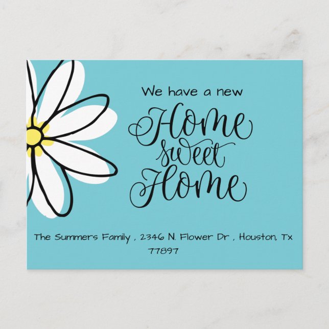 We've Moved Daisy New Address Announcement blue Postcard (Front)