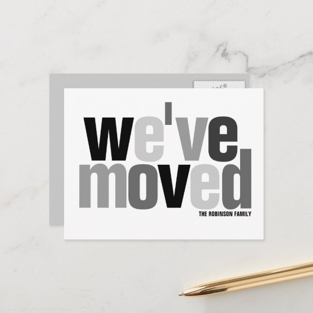 We've Moved (Dark Colors) Announcement Postcard (Front/Back In Situ)