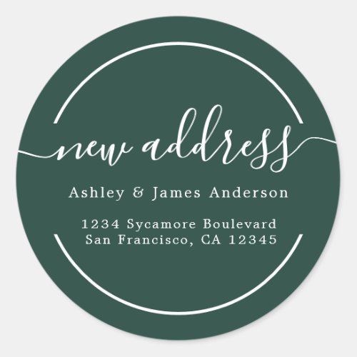 Weve Moved Dark Green New Address Label