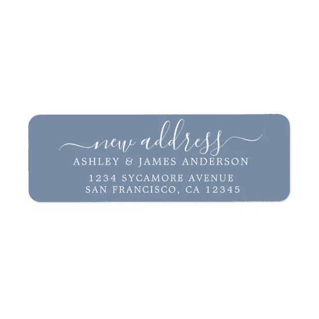 We've Moved Denim Blue New Address label | Zazzle